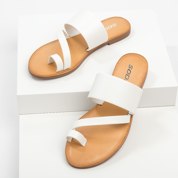 white toe ring sandals